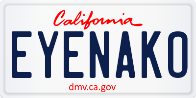 CA license plate EYENAKO