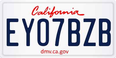 CA license plate EYO7BZB