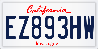 CA license plate EZ893HW