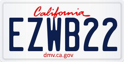 CA license plate EZWB22