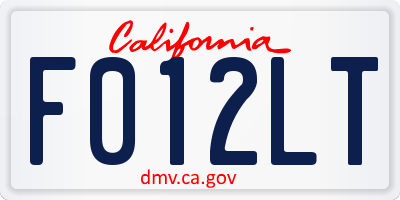 CA license plate F012LT