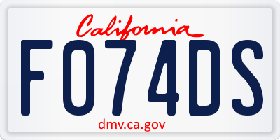 CA license plate F074DS