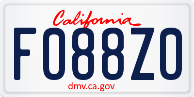 CA license plate F088Z0