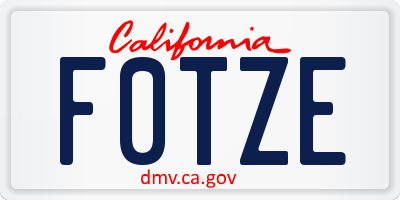 CA license plate F0TZE