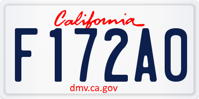 CA license plate F172A0