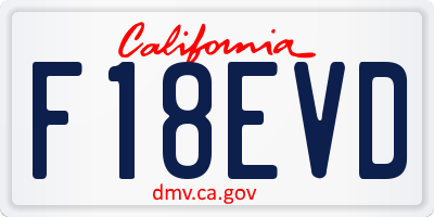 CA license plate F18EVD