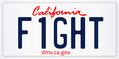 CA license plate F1GHT