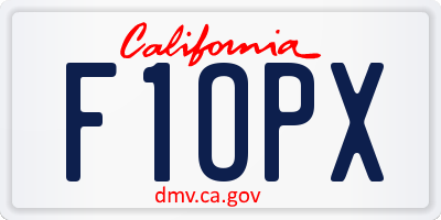 CA license plate F1OPX