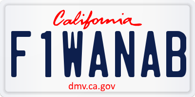 CA license plate F1WANAB