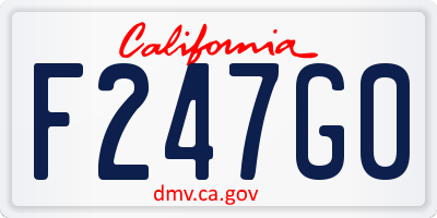 CA license plate F247G0