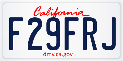 CA license plate F29FRJ