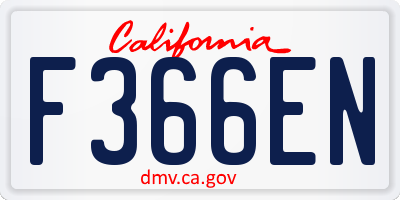 CA license plate F366EN