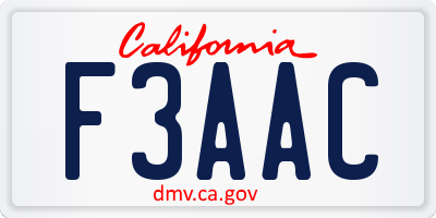 CA license plate F3AAC