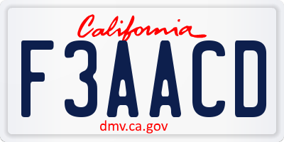 CA license plate F3AACD