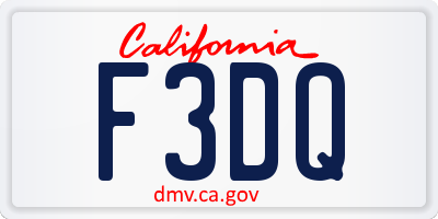 CA license plate F3DQ