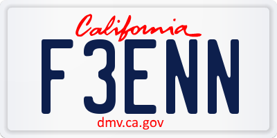 CA license plate F3ENN