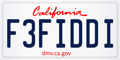 CA license plate F3FIDDI