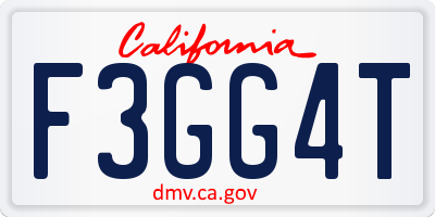 CA license plate F3GG4T