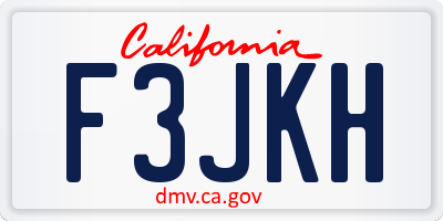 CA license plate F3JKH