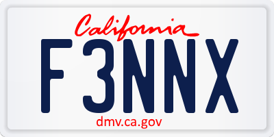 CA license plate F3NNX