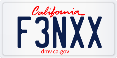 CA license plate F3NXX