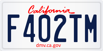 CA license plate F402TM