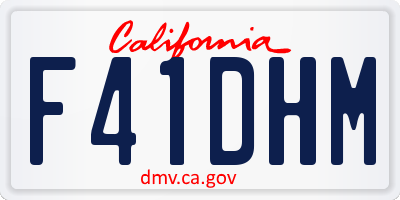 CA license plate F41DHM