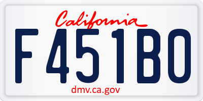 CA license plate F451B0