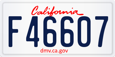 CA license plate F46607