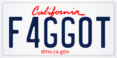 CA license plate F4GGOT