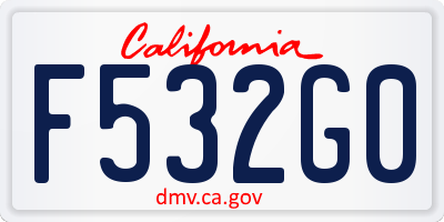 CA license plate F532G0