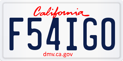 CA license plate F54IGO