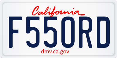 CA license plate F55ORD