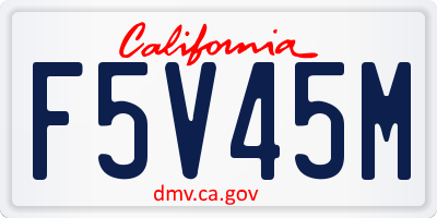 CA license plate F5V45M