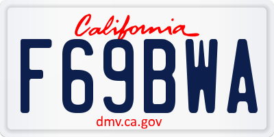 CA license plate F69BWA