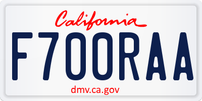 CA license plate F700RAA