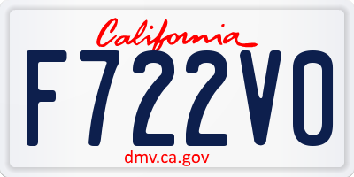 CA license plate F722V0