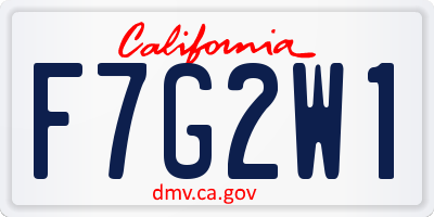 CA license plate F7G2W1