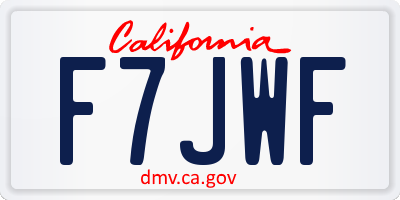 CA license plate F7JWF