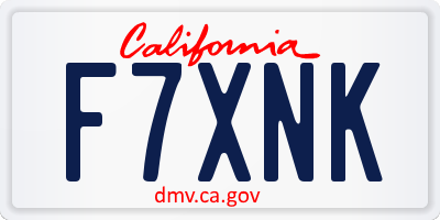 CA license plate F7XNK