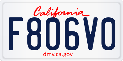 CA license plate F806V0