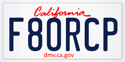 CA license plate F80RCP