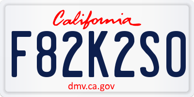 CA license plate F82K2S0