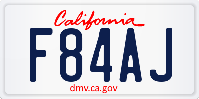 CA license plate F84AJ