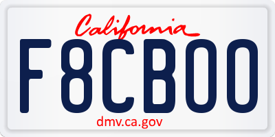 CA license plate F8CBOO