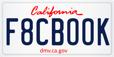 CA license plate F8CBOOK