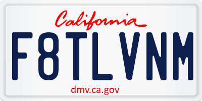 CA license plate F8TLVNM