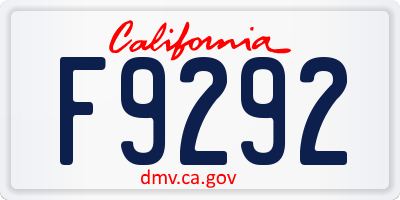 CA license plate F9292