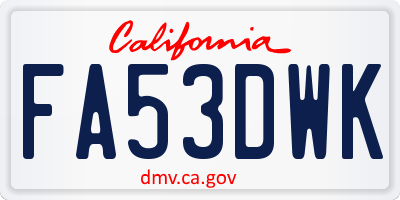 CA license plate FA53DWK