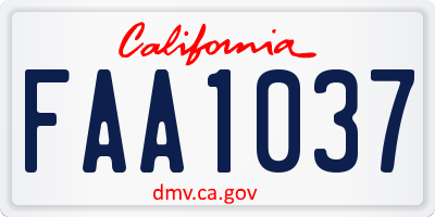 CA license plate FAA1037